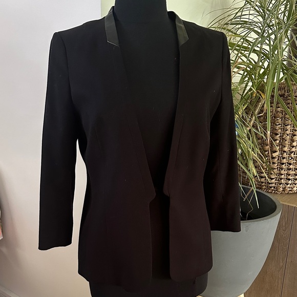 H&M Black Blazer with faux leather trim - Size 12 - Picture 1 of 1